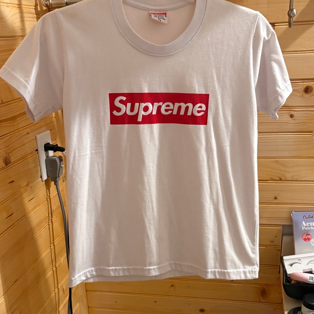Supreme White T-Shirt with Red Logo